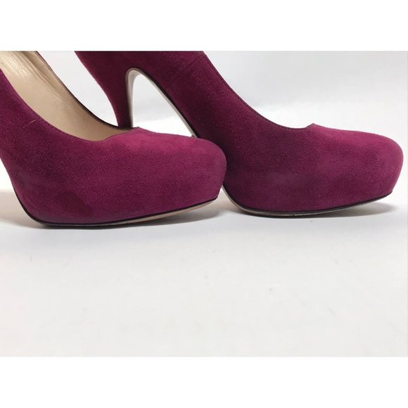 Prada Pump 6.5 Pink High Heel Slip On Suede Ultra High Heel Round Toe - Picture 11 of 11